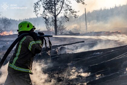Лісова пожежа поблизу Ізюма поширюється